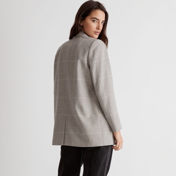 Madewell The Dorset Blazer in Galloway Plaid Grey and White size XS - Picture 3 of 13